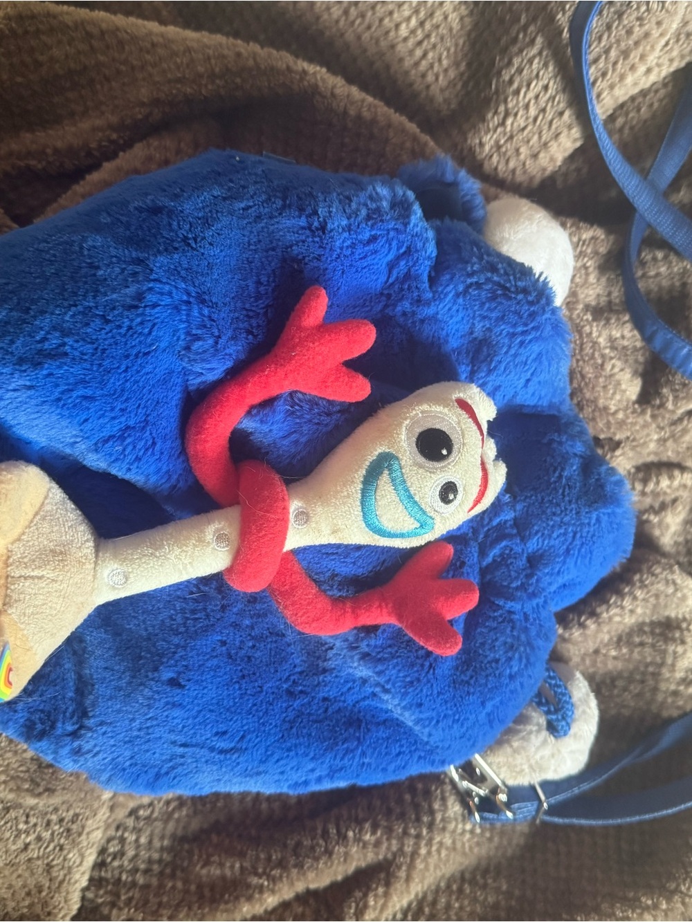 Disney Blue Plush Fork Character Toy with Red Arms